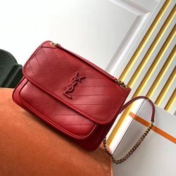 Qualità Specchio Replica Borsa media Saint Laurent Niki agnello rossa Riproduzione Fedele Borsa media Saint Laurent Niki agnello rossa imitazioni