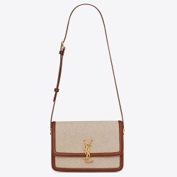 Riproduzione Fedele Borsa Saint Laurent Solferino media tela con vitello imitazioni