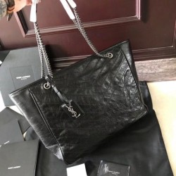 Riproduzione Fedele Borsa shopping Saint Laurent Niki vitello nera stropicciata imitazioni