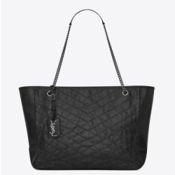 Riproduzione Fedele Borsa shopping Saint Laurent Niki vitello nera stropicciata imitazioni