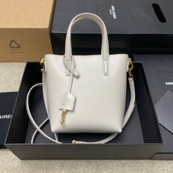 Riproduzione Fedele Borsa Saint Laurent Mini Toy Shopping vitello bianca imitazioni