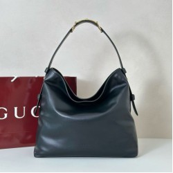 Replica qualità specchio Gucci 850546 850926 borsa tote grande Beatrix in morbida pelle liscia Nero