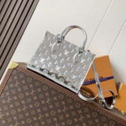 Replica LV Borsa tote Onthego PM M26373 Argento Imitazioni Replica qualità specchio LV Borsa tote Onthego PM M26373 Argento