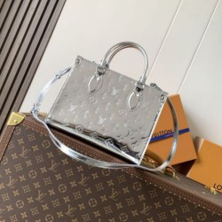 Replica qualità specchio LV Borsa tote Onthego PM M26373 Argento