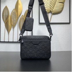Replica qualità specchio Borsa messenger da uomo Louis Vuitton Trio M26713 Nera
