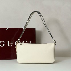 Borsa a tracolla Gucci Half Horsebit Mini/media 860787 Pelle Granata Marrone