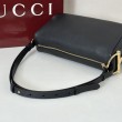 Borsa a tracolla Gucci Half Horsebit Mini/media 860787 Pelle Granata Nero