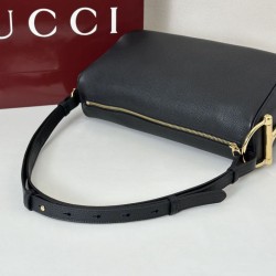 Borsa a tracolla Gucci Half Horsebit Mini/media 860787 Pelle Granata Nero