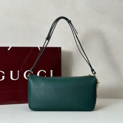 Borse Replica Alta Qualità a tracolla Gucci Half Horsebit Mini/media 860787 Pelle Granata Verde