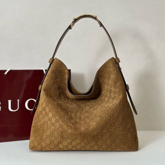 Gucci 850546 850926 borsa tote grande Beatrix in pelle scamosciata Marrone