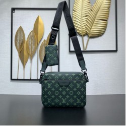 Replica qualità specchio Borsa messenger da uomo Louis Vuitton Trio M27154 Verde