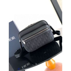 Borsa a tracolla con cerniera Dior Rider 2.0 nera obliqua con nero