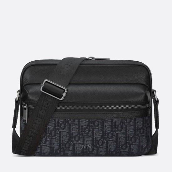 Borsa a tracolla con cerniera Dior Rider 2.0 nera obliqua con nero