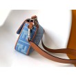 Replica Perfetta media Fendi Baguette in denim con ricamo FF