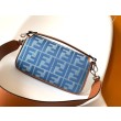 Replica Perfetta media Fendi Baguette in denim con ricamo FF