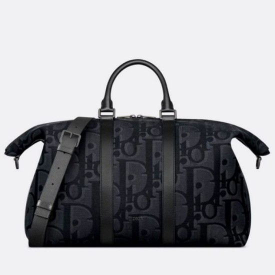 Dior Weekender 40 Borse Firmate Replica Maxi Dior Oblique Jacquard Nero