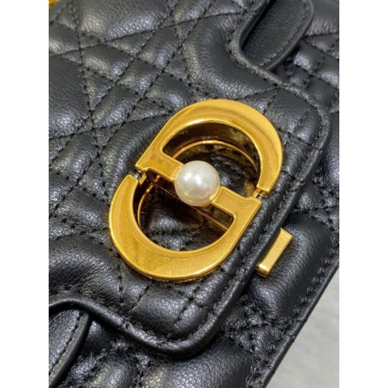 Qualità Specchio Replica Dior Mini Jolie Borsa con Manico Superiore Nera Cannage Calfskin Riproduzione Fedele Dior Mini Jolie Borsa con Manico Superiore Nera Cannage Calfskin imitazioni