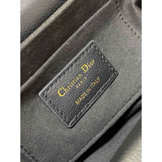Qualità Specchio Replica Dior Mini Jolie Borsa con Manico Superiore Nera Cannage Calfskin Riproduzione Fedele Dior Mini Jolie Borsa con Manico Superiore Nera Cannage Calfskin imitazioni