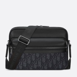 Borsa a tracolla con cerniera Dior Rider 2.0 nera obliqua con nero