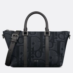 Riproduzione Fedele Borsa Dior Weekender 25 nera Maxi Dior Oblique Jacquard imitazioni