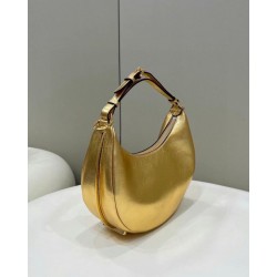 Fendi Fendigraphy Piccola Borsa Hobo Oro Laminato