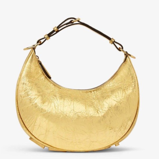 Fendi Fendigraphy Piccola Borsa Hobo Oro Laminato