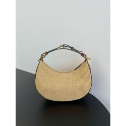 Fendi Fendigraphy Piccola Borse Replica Hobo Rafia Naturale