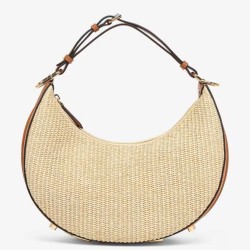 Fendi Fendigraphy Piccola Borse Replica Hobo Rafia Naturale