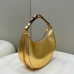 Qualità Specchio Replica Fendi Fendigraphy Piccola Borsa Hobo Oro Laminato Riproduzione Fedele Fendi Fendigraphy Piccola Borsa Hobo Oro Laminato imitazioni