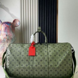 Riproduzione Fedele LV Keepall Bandouliere 55 Borsa Tela Monogram Verde M23963 imitazioni