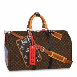 Riproduzione Fedele LV Keepall Bandouliere 50 Borsa Patchwork M56855 imitazioni