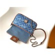 Mini borsa Fendi Baguette in denim con ricamo FF