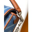 Mini borsa Fendi Baguette in denim con ricamo FF