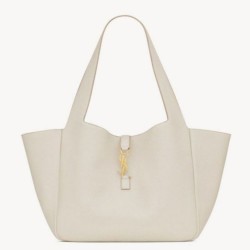Riproduzione Fedele YSL Saint Laurent LE 5 A 7 Borse Replica Alta Qualità Tote Bea Bianca Granulata imitazioni