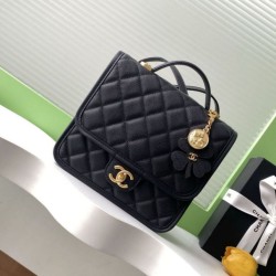 Replica qualità specchio Zaino Vintage Chanel 25B Pelle di Vitello Granata AS5715 Nero