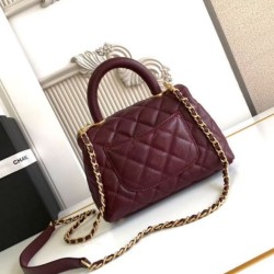 Replica Borse Chanel con patta e manico superiore AS2215 Borgogna Imitazioni Replica qualità specchio Borse Chanel con patta e manico superiore AS2215 Borgogna