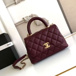 Replica qualità specchio Borse  Chanel con patta e manico superiore AS2215 Borgogna