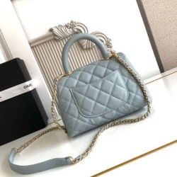 Replica Perfetta Chanel con patta e manico superiore AS2215 Azzurro Imitazioni Replica qualità specchio Perfetta Chanel con patta e manico superiore AS2215 Azzurro
