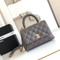 Replica qualità specchio Qualità superiore replica Chanel con patta e manico superiore AS2215 Grigio