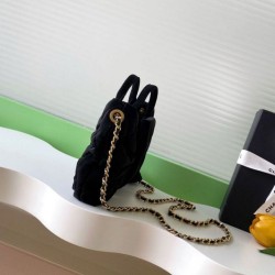 Replica Qualità superiore replica Chanel Mini con fiocco in nylon effetto velluto AS5849 Nero Imitazioni Replica qualità specchio Qualità superiore replica Chanel Mini con fiocco in nylon effetto velluto AS5849 Nero