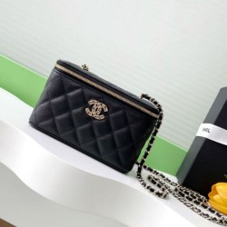 Replica qualità specchio Borsa Chanel Vanity con catena AP4530 Nero