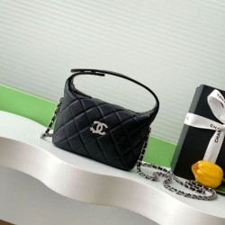 Replica qualità specchio Borse Imitazioni Chanel Hobo trapuntata con catena AP4850 Nero
