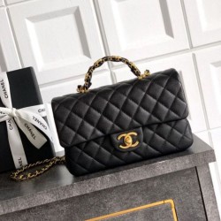 Replica qualità specchio Borsa Chanel Piccola con patta e manico superiore AS5702 Nero