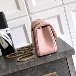 Replica Borse Chanel piccola con patta classica CF in pelle di agnello lucida rosa Imitazioni Replica qualità specchio Borse Chanel piccola con patta classica CF in pelle di agnello lucida rosa