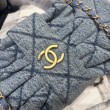 Bora Pari all'originale replica a fiocco Chanel 25K Denim lavato AS5851 Nero