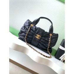 Qualità superiore replica a fiocco Chanel 25K Pelle di agnello AS5851 Nero