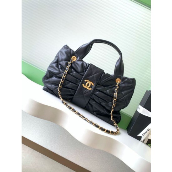 Qualità superiore replica a fiocco Chanel 25K Pelle di agnello AS5851 Nero