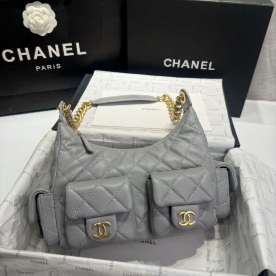 Bora Pari all'originale replica a tracolla Chanel 25C Matelasse Hobo AS5339 AS5302 Grigio