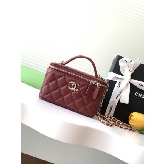 Imitazioni borse griffate a tracolla Chanel 25C Vanity con catena AP4404 Borgogna
