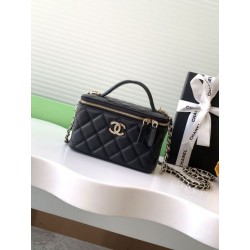 Qualità superiore replica a tracolla Chanel 25C Vanity con catena AP4404 Nero
